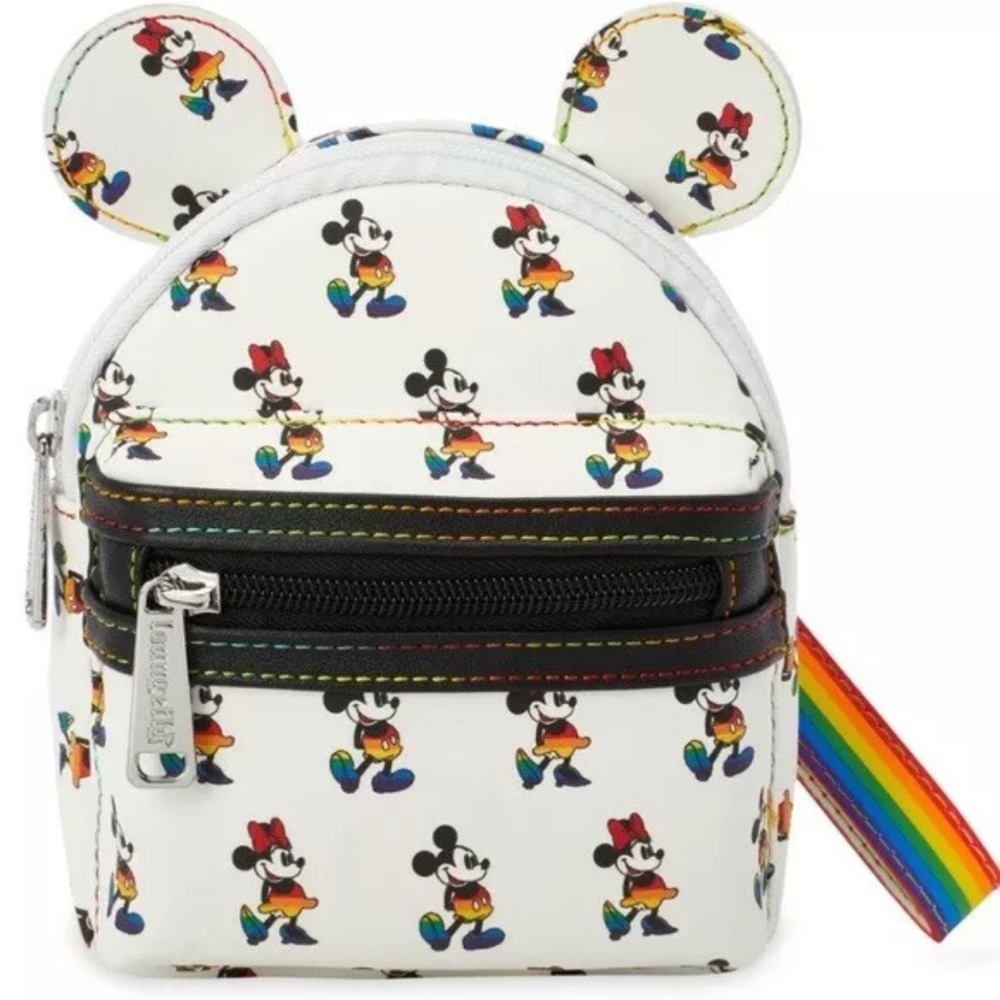 Disney Parks Loungefly Mickey Minnie Mouse Rainbow Pride Mini Backpack Wristlet - Picture 4 of 11